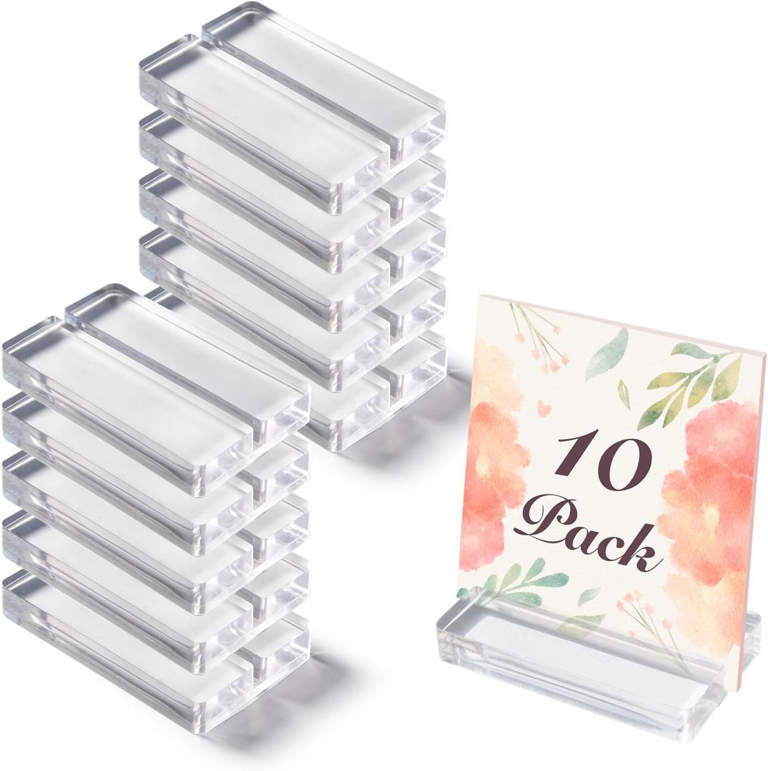 Acrylic Place Card Holder - 3" Clear Table Number Holders, Acrylic Stands for Display Wedding Business Sign Menu Name Meeting Photo, 10 Pack