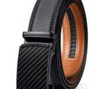 VATAN Men's Belt Leather Ratchet Belt for Men Dress Casual Every Day with Adjustable Buckle, Trim to Fit (Black-knight), Size: 32" to 38" Waist Adjustable