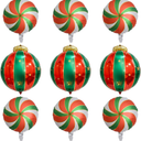 9PCS Christmas Balloon Decorations Set, Round Candy Lollipop Foil Balloon, Hanging Balls Balloons for Xmas Party, Holiday Home & Event Decoration