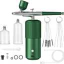 Portable Cordless Airbrush Kit with Compressor - 0.3mm Nozzle, Ideal for Makeup, Nail Art, Cake Decoration, Model Painting (Green)