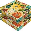 LVTXIII Patio Chair Cushions 19"x19"x3", Water-Repellent Outdoor Seat Cushions for Patio Furniture, Square Chair Pads with Ties for Home Garden Decoration, Set of 2, Floral Multi