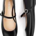 Women's Flats Mary Jane Ballet Flats for Women Classic Square Toe Women Shoes Dressy Comfort Ankle Strap Flats for Women (6, Black)