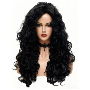 Rugelyss Long Wavy Wigs 28 Inches Natural Black Synthetic Kinky Curly Hair Wig for Women