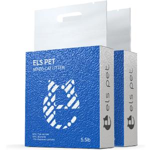 ELS PET Clumping Cat Litters 2 Packs, Strong 3 in 1 Mixed Cat Litter, Unscented Ultra Absorbent and Fast Drying Cat Litter, Flushable Odor Eliminating