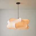 MIXL-Imitation Silk Pendant Light,White Shade Fabric Minimalist Chandelier,Dining Table Hanging Light Fixture,Wabi Sabi Style Pendant Lamp for Living Room Bedroom, 19.69"W