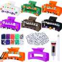 Janinka 12 Set DIY Halloween Hair Claw Clips Kit Resin Claw Hairpin with Polymer Clay Beads Hair Clips with Strong Hold Non-slip Banana Barrettes Aesthetic Hairpin for Women Craft DIY Party Supplies