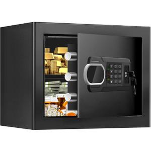 1.3 Cubic Feet Small Fire Safe Box for Home, Fireproof Safety Lock Box with Digital Keypad, Spare Keys and Removable Shelf, Personal Security Home Safes for Money, Jewelry, ID Documents