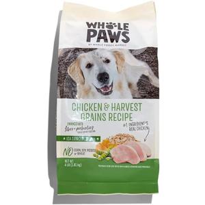 Whole Paws, Dry Dog Food, Chicken & Harvest Grains Recipe, Enhanced with Fiber & Prebiotics, 4 lb (EXP 05/13/26)