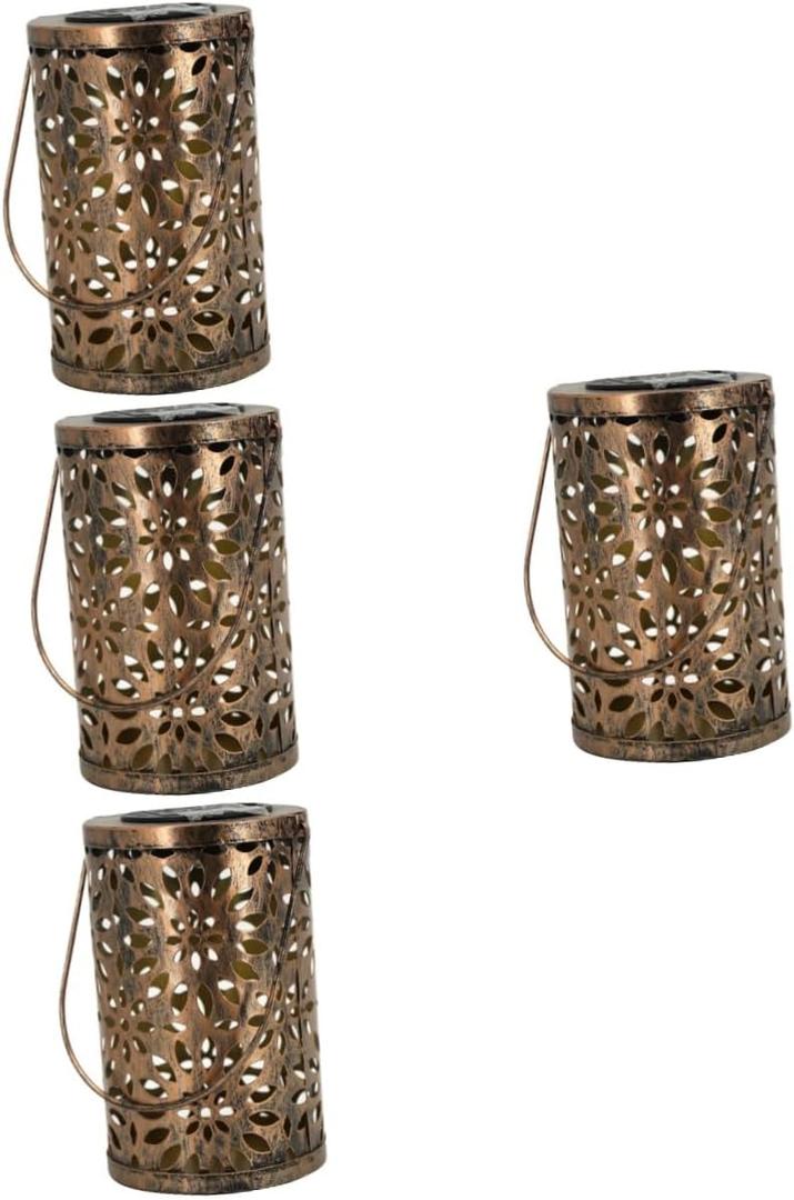 Happyyami 3pcs Garden Solar Light Solar Lights Courtyard Solar Powered Garden Lamp Animal Driveway Light Garden Stake Light Retro Metal Lantern Table Lamp Led Decor Hollow Out Nimh Batteries