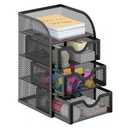 EasyPAG Mesh Desk Organizer with 3 Drawer Office Desktop Organizers and Accessories Stationery Caddy for Office, Home, Students, Black
