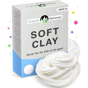 Original Stationery Soft Clay for Slime, 230 g (8.1 oz) White Foam Clay Add-in for Slime Making, Stretchy Air-Dry Butter Texture, Birthday Craft Gift for Kids