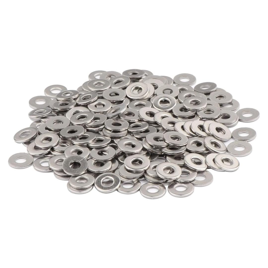 6# Flat Washers OD 3/8'' 304 Stainless Steel Washers SAE Metal Washers,Pack of 200
