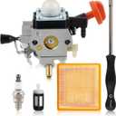 AUTOKAY 4180-120-0615 Carburetor Carb Fits for Stihl FS89 FS89R FS91 FS91R FS111 FS111R FS111RX HT102 HT103 FC91 FC96 FC111 KM91R KM111R Trimmer with 4180 141 0300 Air Filter