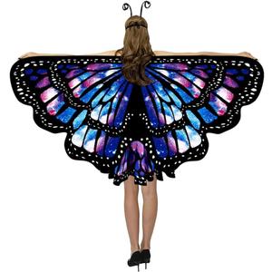 Tibeha Adult Butterfly Wings Cape Set for Women Halloween Fairy Costume with Headband, Mask, Skirt, and Wings