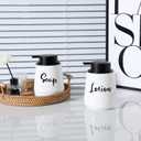 2 x LEETOYI Farmhouse Ceramic Soap and Lotion Dispenser Set with Pump 14oz for Bathroom (White)