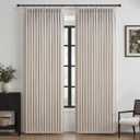 Greyish Beige 70 Inch Extra Wide Pinch Pleated Curtains 96 Inches Long 2 Panels Set for Living Room, Memory Shape Pleat Blackout Dual Layer Linen Farmhouse Insulated Noise Reducing Windows Drapes