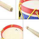 Kids 8 Inch Drum Set with Adjustable Strap and 2 Wooden Drum Sticks - Musical Instrument Gift Choice
