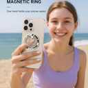 LISEVO Phone Ring Holder Compatible with MagSafe - Magnetic Cell Phone Grip Magnet Removable Finger Ring Grip Stand Cute Girly Kawaii White Unique Design for iPhone 17 Pro Max 16 15 14 13 12 Series