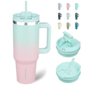 BJPKPK Tumbler With Handle And Straw 40oz Insulated Tumbler Cups With Lid Stainless Steel Travel Coffee Mug,Bubble Gum