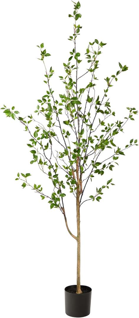 Nearly Natural 6.5ft Minimalist Artificial Citrus Tree with Bendable Branches for Indoor Home Decor, Faux Greenery Plant in Nursery Planter