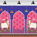 BELECO 7x5ft Fabric Indian Backdrop Lotus Flowers Cows Pooja Pichwai Background for Traditional Indian Pooja Wedding Housewarming Diwali Ganapati Festival Party Decorations Banner Photo Props