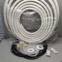 DELLA 25 Ft Mini Split Line Set, Includes 3/8" & 1/4" O.D. copper pipes with flared nuts and a 3/8" thick white PE insulated coil. Perfect for mini split ACs and other HVAC systems