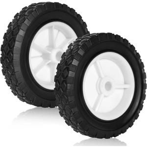 6 inch Heavy-Duty Rubber Wheels 2-Pack w/1/2 Bore, 1-1/2 Wide, 100LB Capacity - Fits Oregon 72-106, Craftsman, MTD, Radio Flyer, BBQ CartsWhite