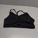 CRZ YOGA Butterluxe Ruched Sports Bras for Women - V Neck Spaghetti Thin Strap Y Back Wireless Padded Yoga Crop Top Size XL, Black 