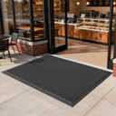 Front Door Mat 36''x59'', Drainage Heavy Duty Dirt Trapping Non-Slip Doormats, Outdoor Rubber Floor Mats, Restaurant Commercial Kitchen Industral Pool Entrance Bar Wet Area, Black
