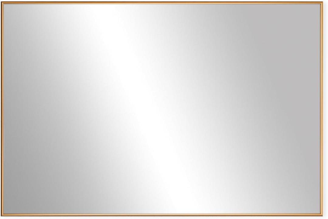 Frame My Mirror Gold Metal Framed Mirror, 24" x 36" Champagne Bronze Mirror for Bathroom, Metal Frame, True Reflections Glass, Stanton Design, Hangs Horizontally or Vertically, Made in USA