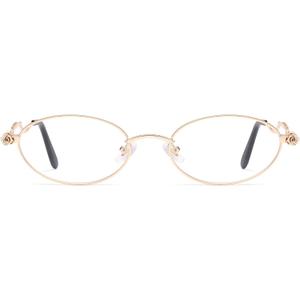 VANLINKER Fashion Designer Blue Light Glasses for Woman Y2K Small Oval Rose 2025 Clear Lens Metal Frame VL9906 (Gold)