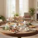 8 Pcs Cake Stands Set Metal Dessert Table Display Tiered Cupcake Holder Candy Donut Fruit Plate Cake Serving Tray with Handle Treats Serving Tower for Wedding Birthday Party Decorations (White)
