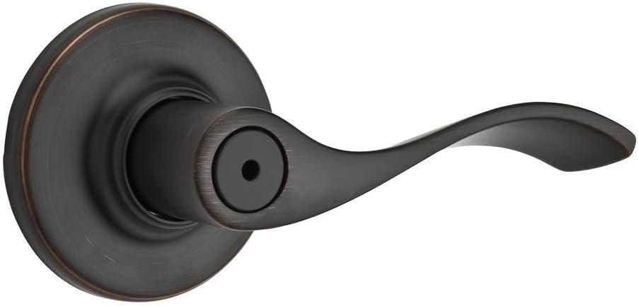 Kwikset Balboa Interior Privacy Door Handle with Lock, Door Lever for Bathroom and Bedroom, Venetian Bronze Reversible Keyless Turn Lock, with Microban Protection