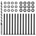 SPARKWHIZ 1/2 in. x 8 in. Carriage Bolt Kit Includes 12 Bolts, 12 Washers, and 12 Nuts+1/2-Inch x 12-Inch Auger Drill Bit, Hex Shank 3/8-Inch