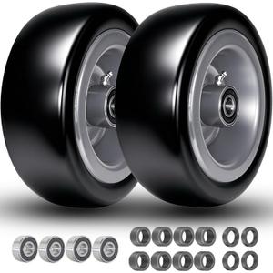 11x4.00-5" Tires and Wheel (with 5/8" Bearings) Flat Free, 11x4-5" Lawn Mower Tire, Zero Turn Front, 3.4"-5.6" Centered Hub, 11x400-5 Airless Solid Smooth Tires