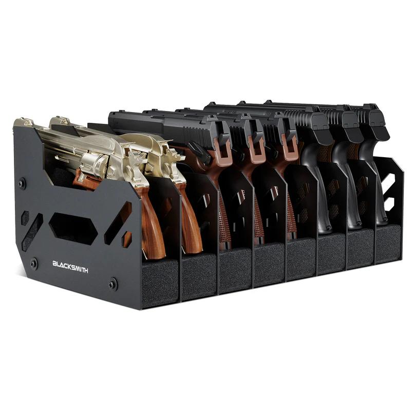 Black Smith  Foam Pistol Rack, Sturdy Handgun Stand Accessories, SIZE: 8 GUNS