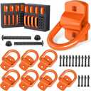 8 Pack 1/2" Trailer D Rings Tie Down Anchors Orange Heavy Duty Steel Bolt-On Forged D Ring with More Than 12000lbs Breaking Strength for Semi Truck Trailer RV Cargo Tie Downs
