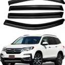Tape-On Side Window Visor Deflectors for 2016-2022 Honda Pilot 4 Piece Set Smoke Tinted Rain Guards Shield Shade 94557