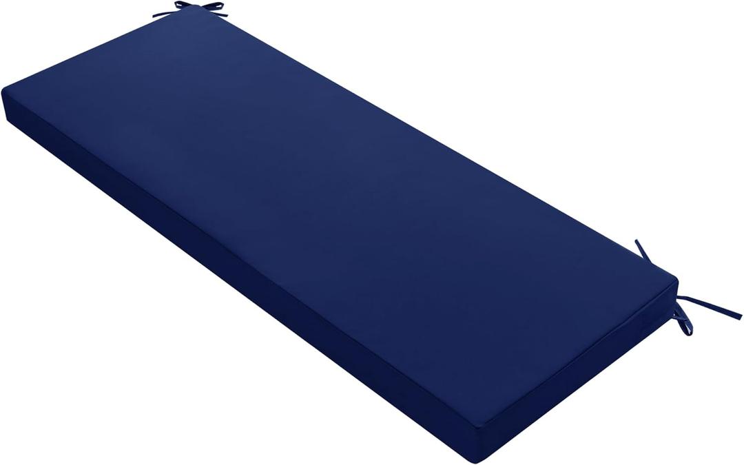 Outdoor Bench Cushion: Waterproof and Fade Resistant Patio Furniture Cushions - Non-Slip Bench Pad Cushion with Removable Cover for Garden Swing Porch Sofa Settee, 42 x 18 Inch, Navy Blue (42x18x3 Inch)