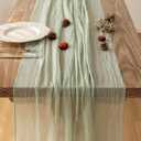 2 x Keketoarrange Sage Green Spring Table Runner Cheesecloth 120 Inch 10 FT Rustic Boho Cheese Cloth Runner for Wedding Baby Shower Bridal Shower Sheer Gauze Centerpiece Spring Summer Home Decorations