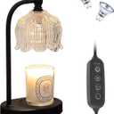 MEIXISUE Black Candle Warmer Lamp with Timer and Dimmer,Flameless Wax Melt Warmer for Jar Candles with 2 Bulbs,House Warming Gifts,Mother's Day/Birthday/Christmas Gifts for Mom/Wife,Home Decor