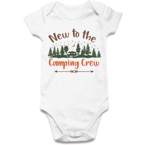 Vieille Baby Boys Girls Bodysuit Short Sleeve Romper Jumpsuit Outfit 0-12 Months (6-9 Months, New to the Camping Crew)