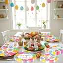 150 Pack Easter Party Supplies Set, Happy Easter Dinnerware Set Includes Heavy Duty Dessert Dinner Plates and Luncheon Napkins for Spring Birthday Party Decorations Table Decor, Serves 50