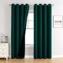ChrisDowa 100% Blackout Curtains 108 inch Long for Bedroom with Black Liner, 2 Thick Layers Total Blackout Thermal Insulated Grommet Window Curtains 2 Panels Set (Forest Green, 52 x 108 Inch)