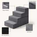 Aodisman Dog Steps for Bed and Couch, 4-Step Pet Stairs for Small Dogs, Indoor Non-Slip Dog Stairs for Old Cats, Puppy, Small Medium Dogs,18.5" H,Grey