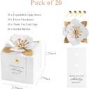 FEIYI 20 PCS Candy Boxes, 3 In 1 White Favor Boxes With Floral Decor, White Thank You Tags Gift Wrapping For Wedding Birthday Baby Shower Decorations Party -2.55x2.55x2.55''