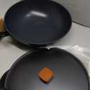 Wok Pan with Lid - 13" Nonstick Wok, Carbon Steel Woks & Stir-Fry Pans with Cookwares, Flat Bottom Chinese wok for Electric, Induction and Gas Stoves