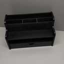 Dhmkfly Mail Organizer Countertop, 4 Slots Desk Organizer with Drawer and Shelf, Wooden Mail Sorter for Desk, Desktop File Holders for Storage Pens, Envelopes and Bills