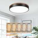 Ken & Ricky 16 Inch Wood Flush Mount Ceiling Light,Modern Led Ceiling Light Fixtures Ceiling Mount, 24W 3000K-6500K Color Dimmable for Bedroom Kitchen Bathroom Hallway 1PK
