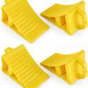 2 Pair Heavy Duty Wheel Chocks for Travel Trailers, Non-Slip RV Tire Chocks with Handle, Yellow Lightweight Wheel Stoppers for Cars Campers Trucks RVs, Easy Carry & Fit Most Tires